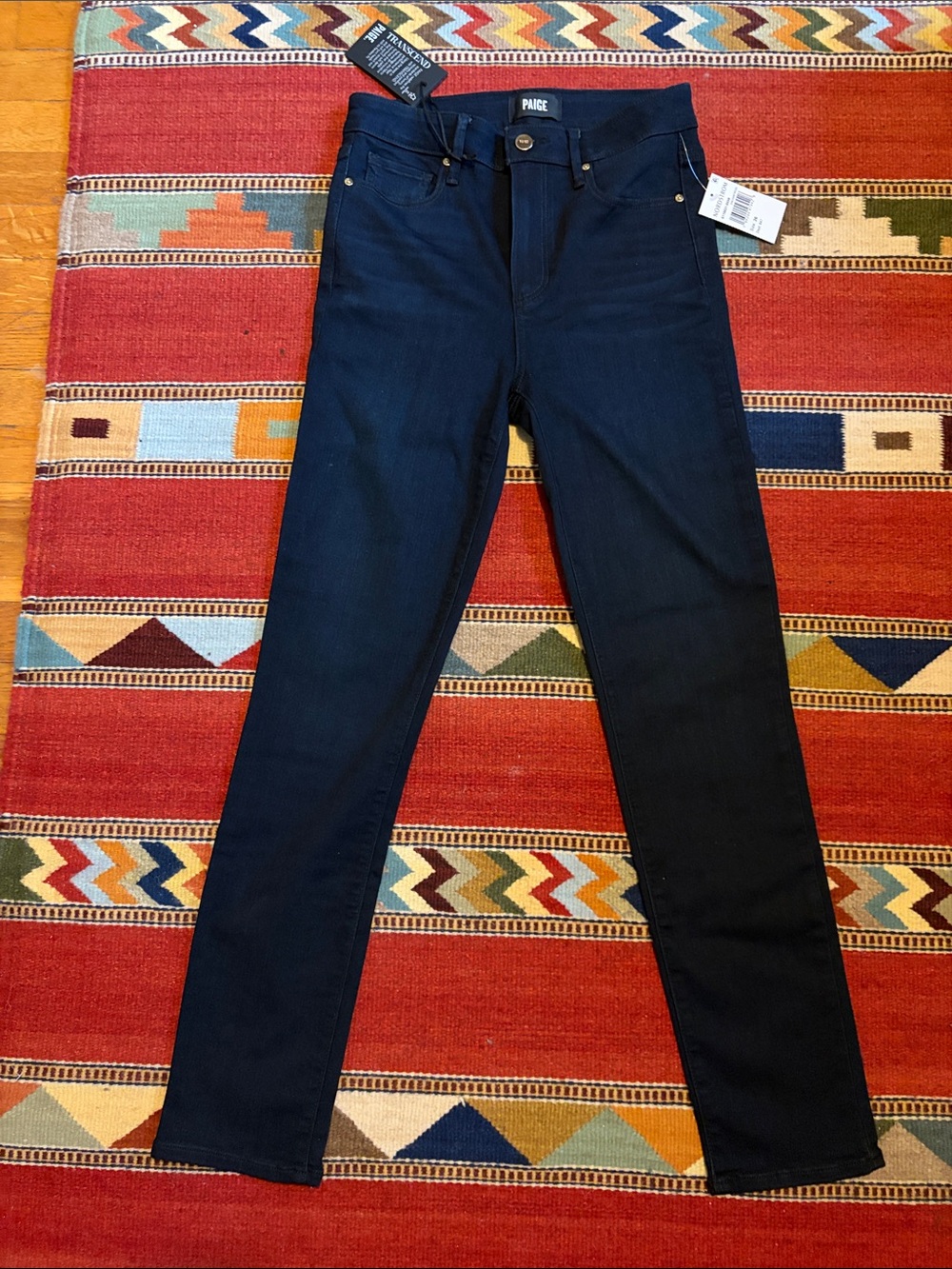 NWT   PAIGE  Dark Blue High Rise Cigarette Leg Jeans - style Gemma